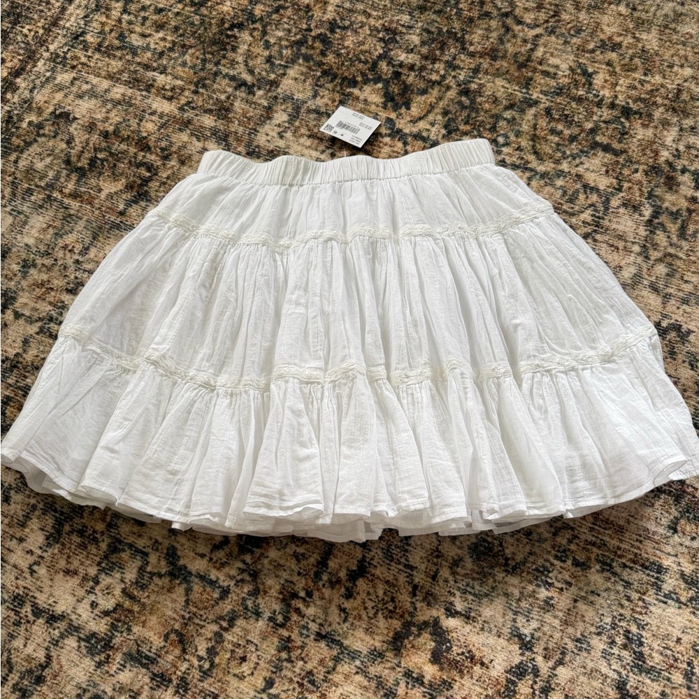 American Eagle Outfitters Crisp White Tiered Mini Skirt
